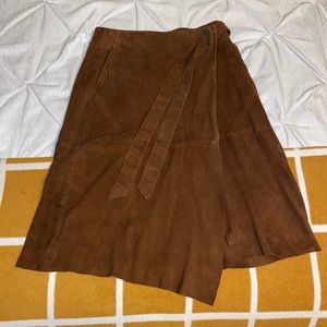 Wrap suede skirt